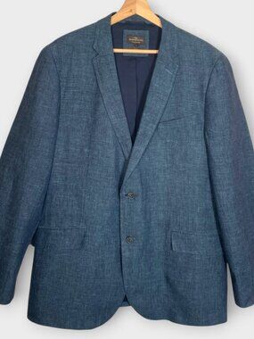 RODD & GUNN Slim Fit Blazer XL 100% Linen Blue 2-Button Double Vented Lined